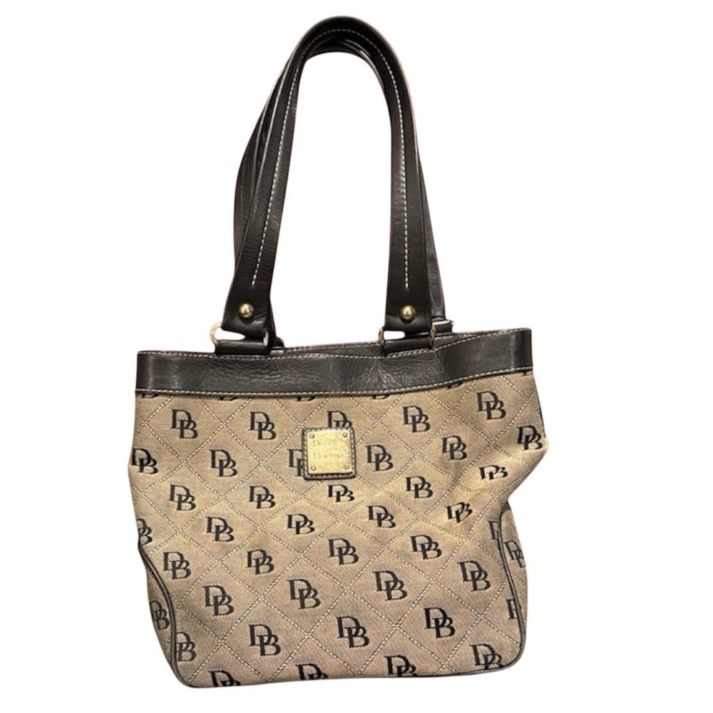 Dooney & bourke Women's Tan and Black Tote Bag handbag designer purse leather